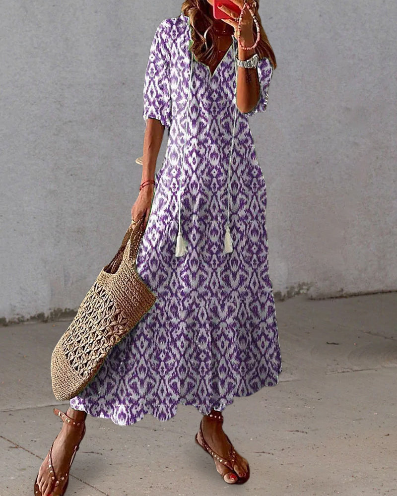 Anna | Boho Vintage V-Neck Summer Dress