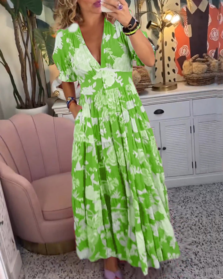 Evie | Floral Print V-Neck Dress