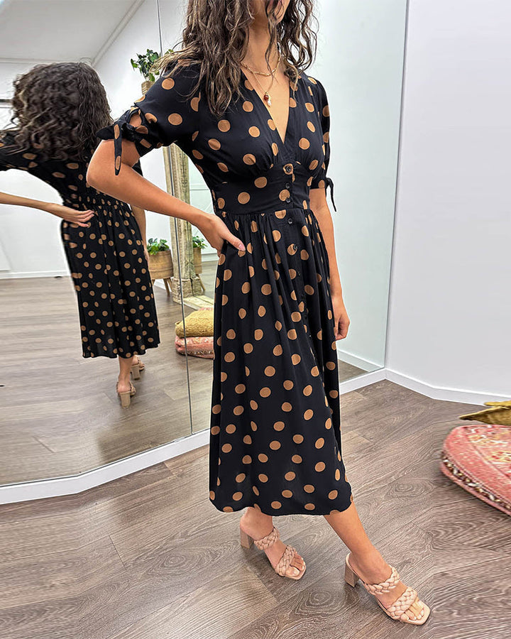 Annalise | Elegant Polkadot Dress