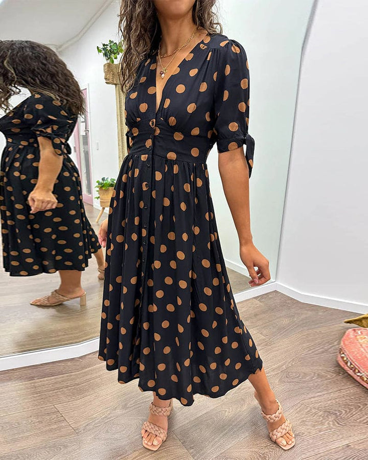 Annalise | Elegant Polkadot Dress