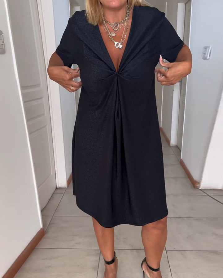 Talia | Twist-Front V-Neck Dress