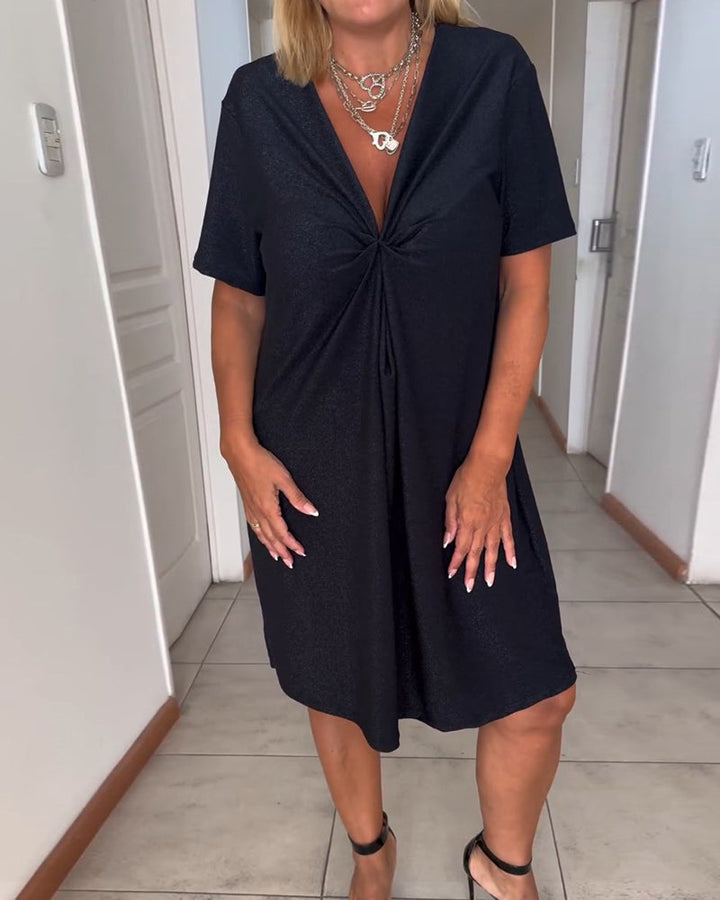 Talia | Twist-Front V-Neck Dress