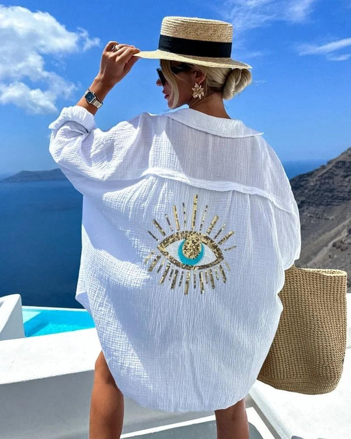 Luna | Casual Shirt with Sequins and Pearls