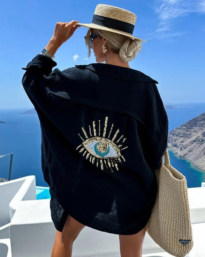 Luna | Casual Shirt with Sequins and Pearls
