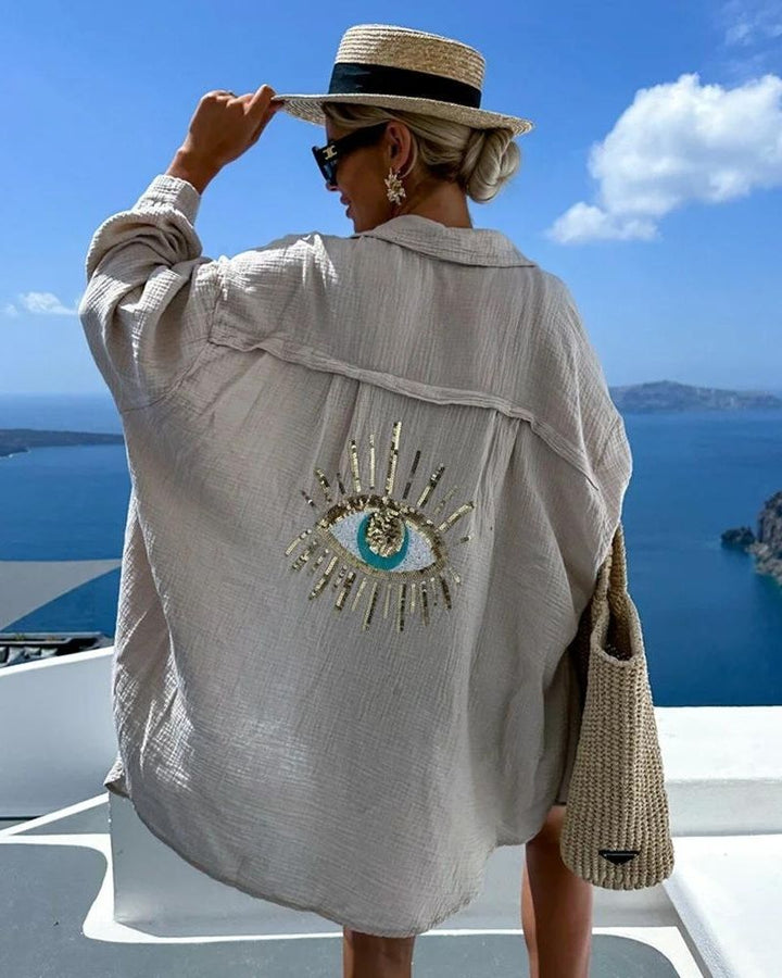 Luna | Casual Shirt with Sequins and Pearls