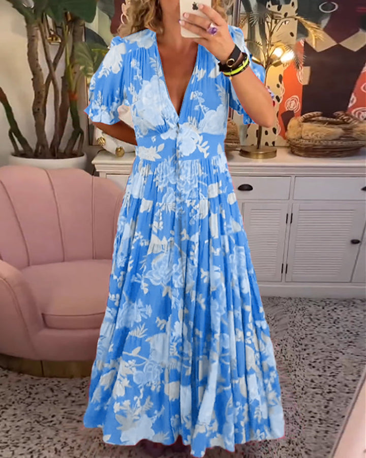 Evie | Floral Print V-Neck Dress