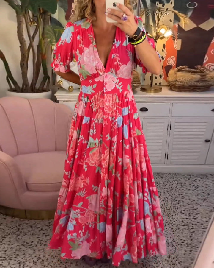 Evie | Floral Print V-Neck Dress