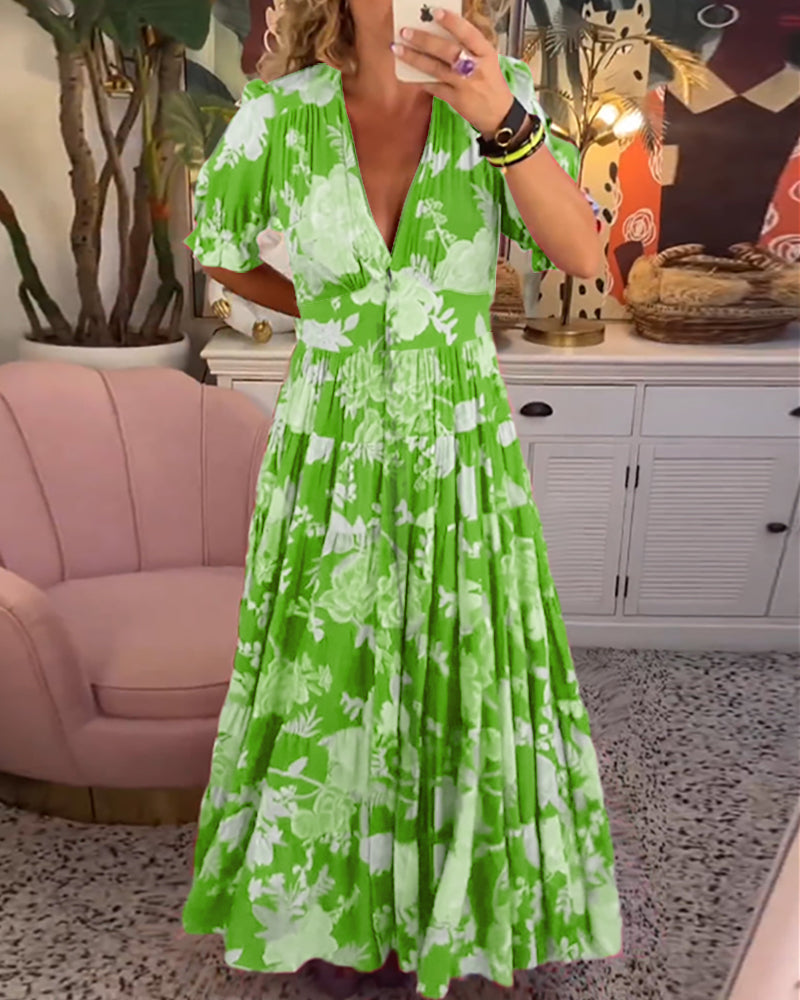 Evie | Floral Print V-Neck Dress