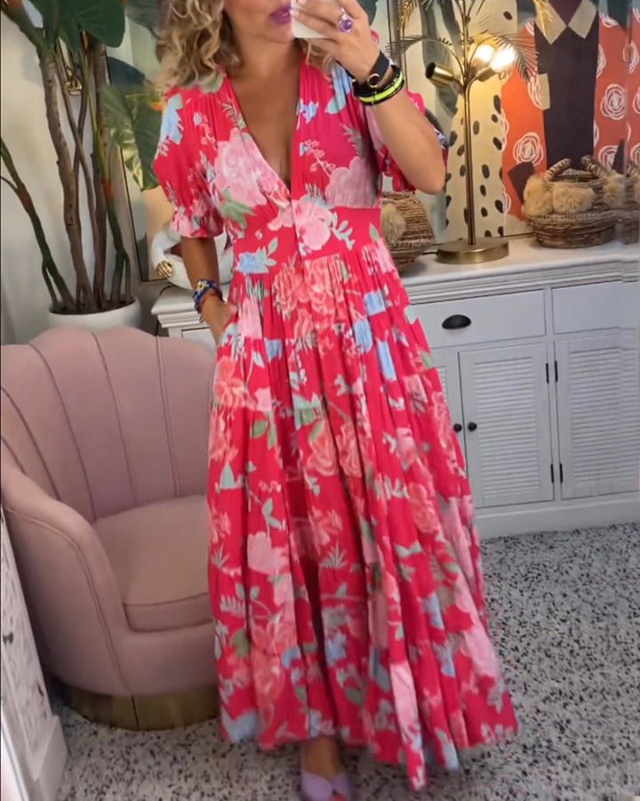 Evie | Floral Print V-Neck Dress