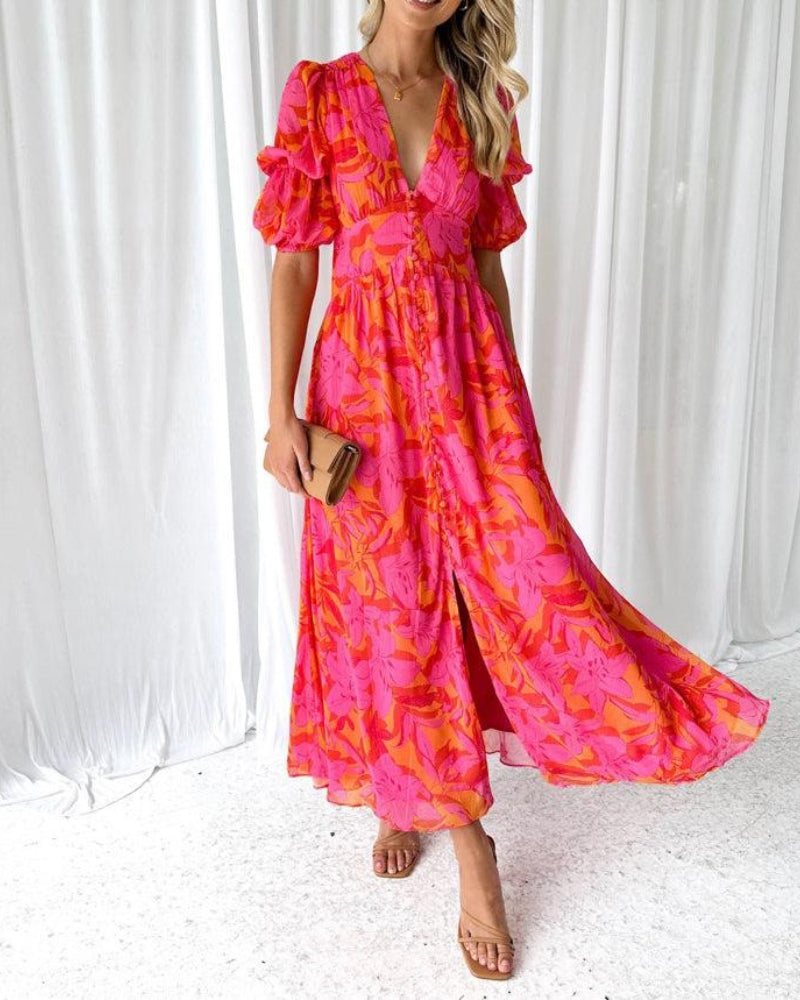 Doriana | Rosy red maxi dress