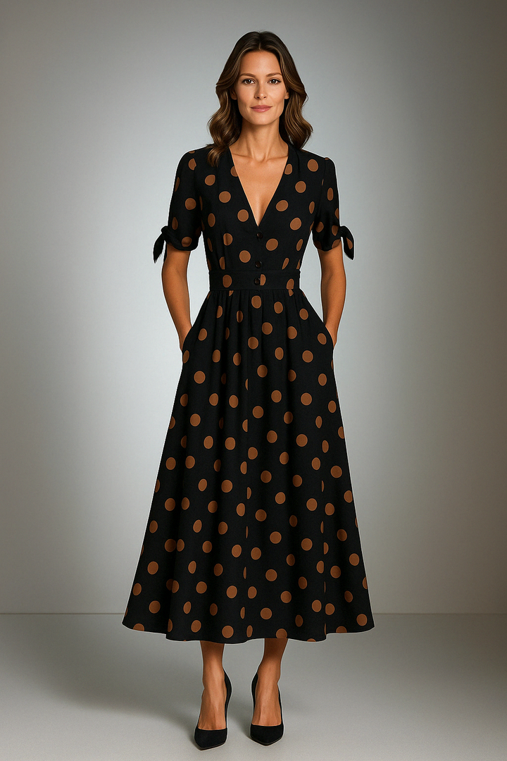 Annalise | Elegant Polkadot Dress
