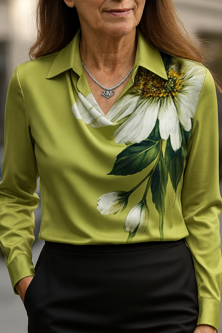 MELODY SATIN DRAPE BLOUSE