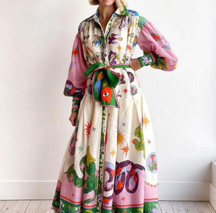 Claudia | Printed Maxi Shirt Dress