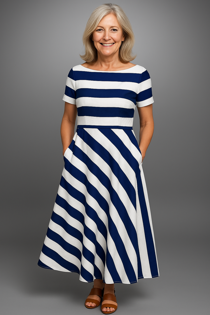 Victoria | Handmade long striped dress