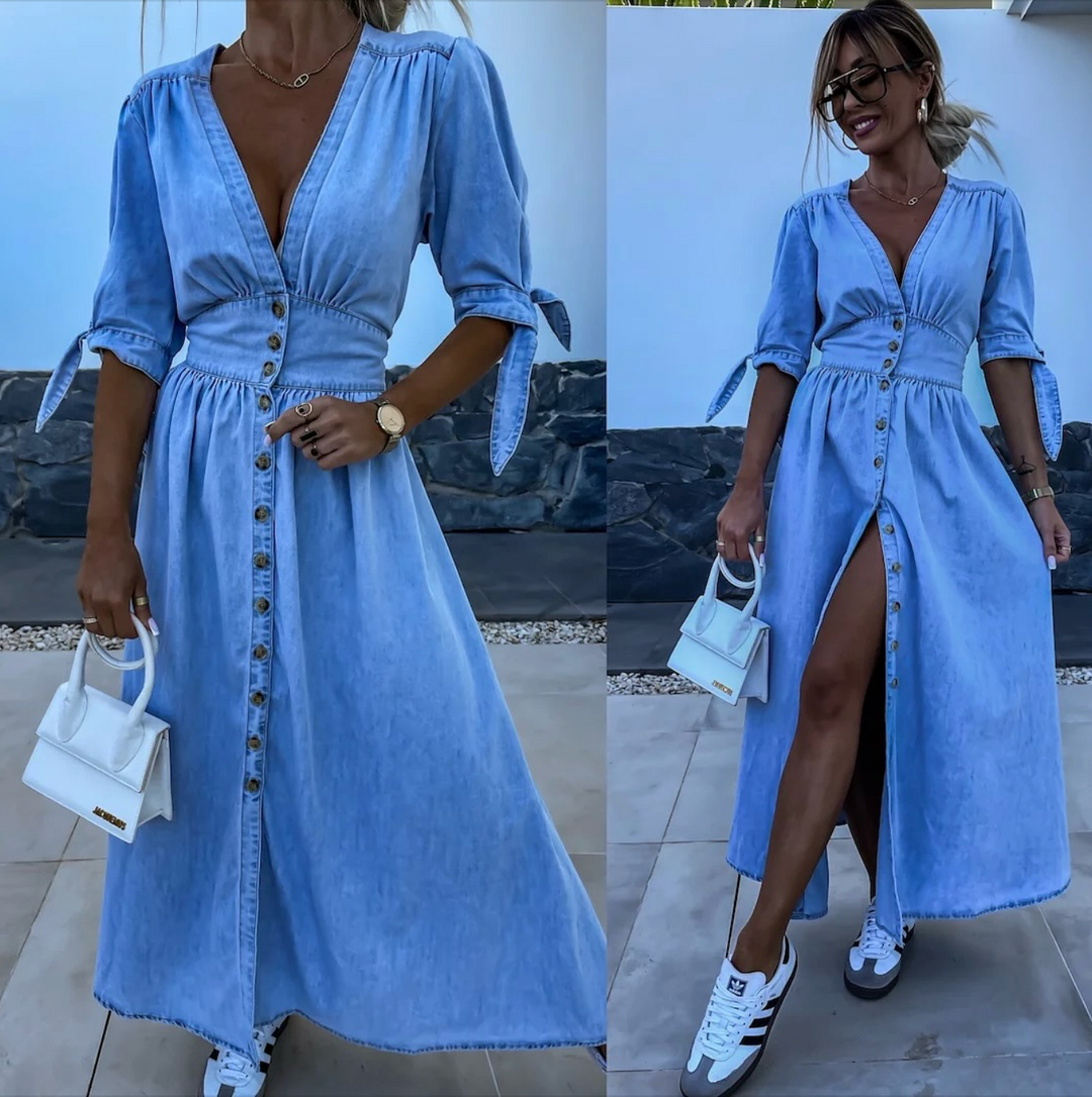 Clara™ | Radiant Denim Dress
