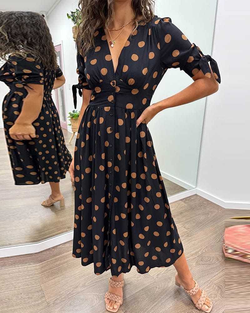 Annalise | Elegant Polkadot Dress