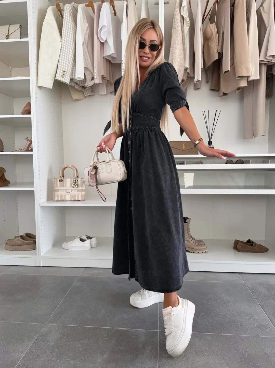 Clara™ | Radiant Denim Dress