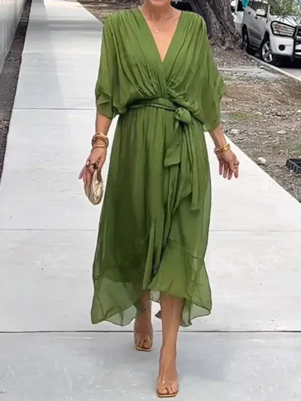 Hailey | V-Neck Dress in Silk Muslin
