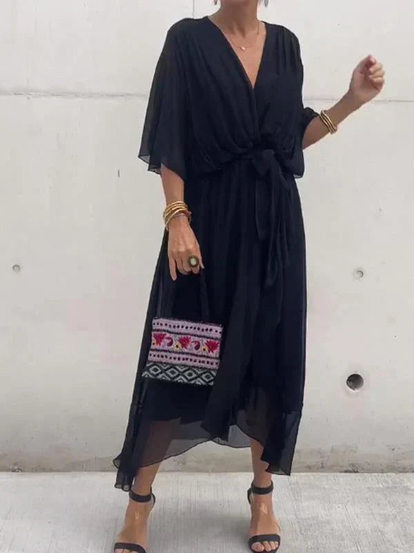 Hailey | V-Neck Dress in Silk Muslin