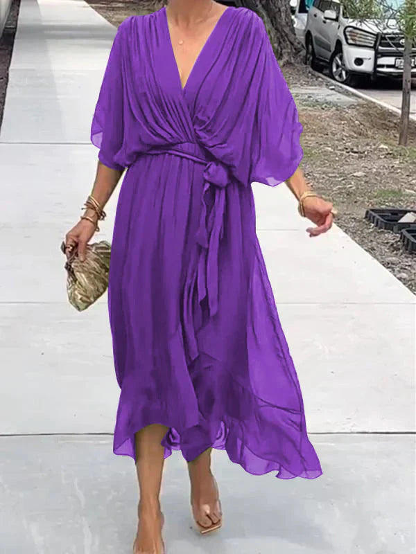 Hailey | V-Neck Dress in Silk Muslin