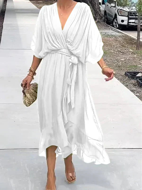 Hailey | V-Neck Dress in Silk Muslin