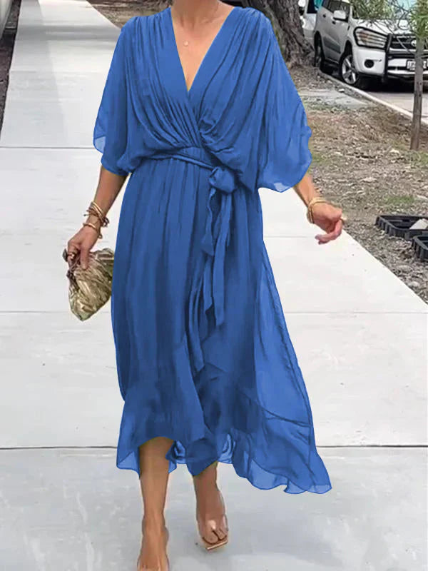 Hailey | V-Neck Dress in Silk Muslin