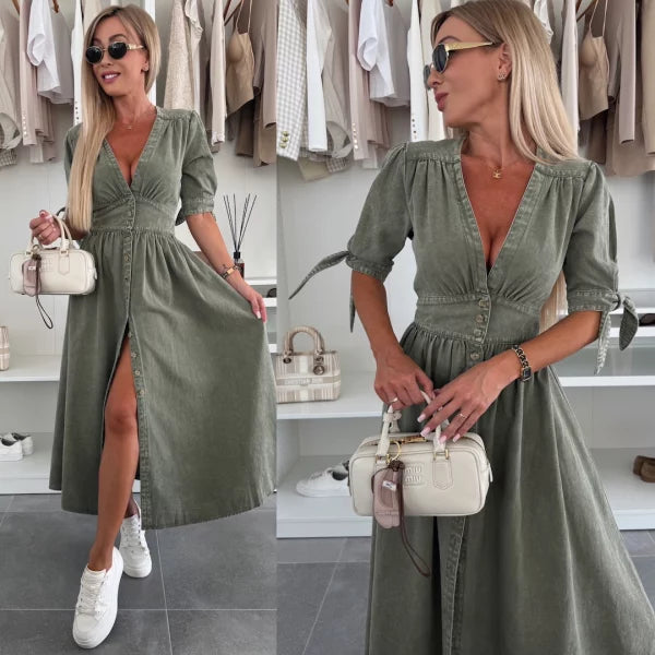 Clara™ | Radiant Denim Dress