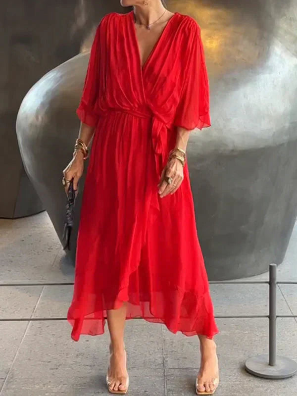 Hailey | V-Neck Dress in Silk Muslin