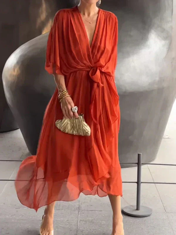 Hailey | V-Neck Dress in Silk Muslin