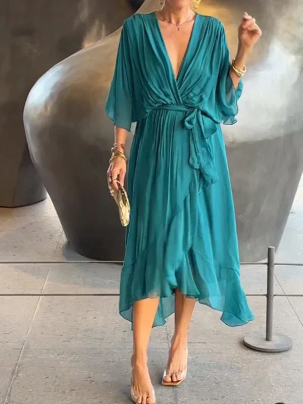 Hailey | V-Neck Dress in Silk Muslin