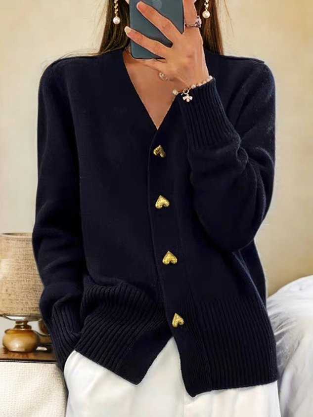 Nicole | Elegant Heart Button Cardigan