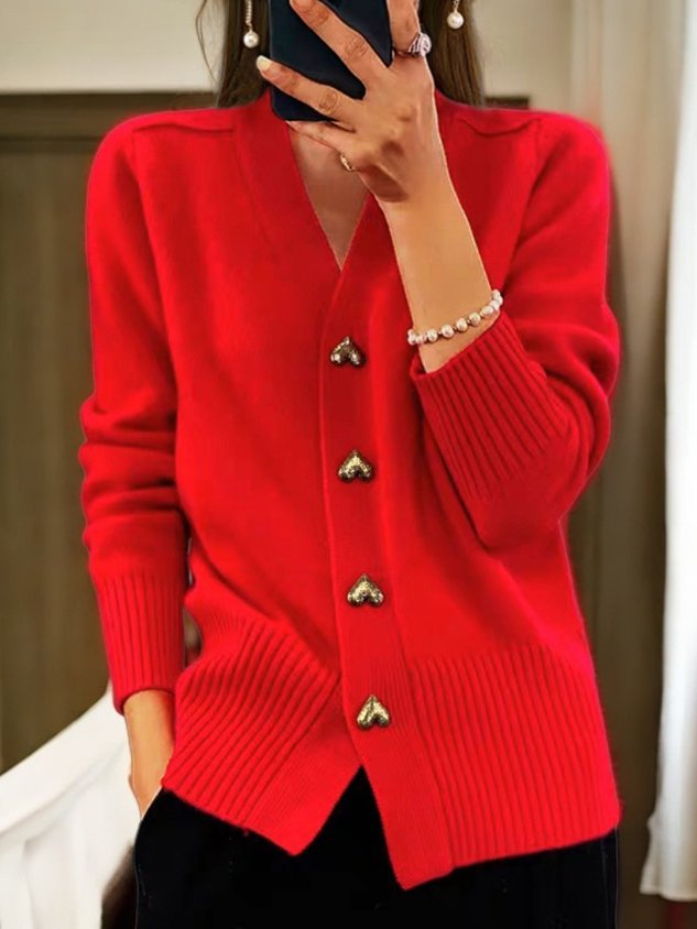 Nicole | Elegant Heart Button Cardigan