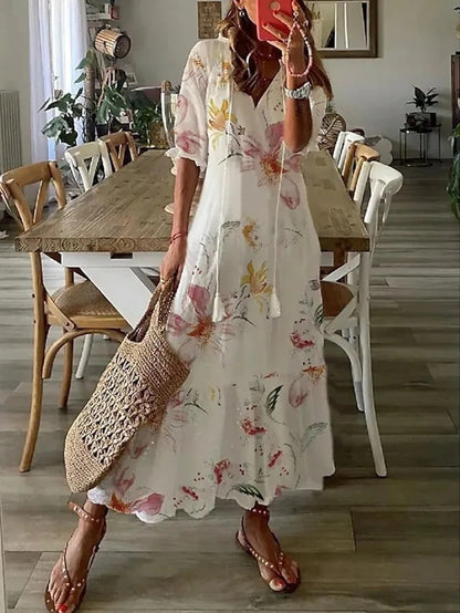 Anna | Boho Vintage V-Neck Summer Dress