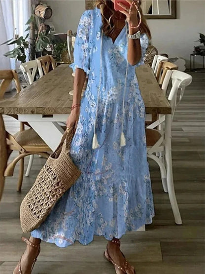 Anna | Boho Vintage V-Neck Summer Dress