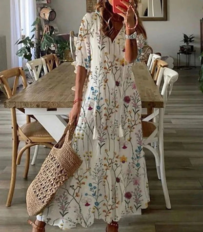 Anna | Boho Vintage V-Neck Summer Dress