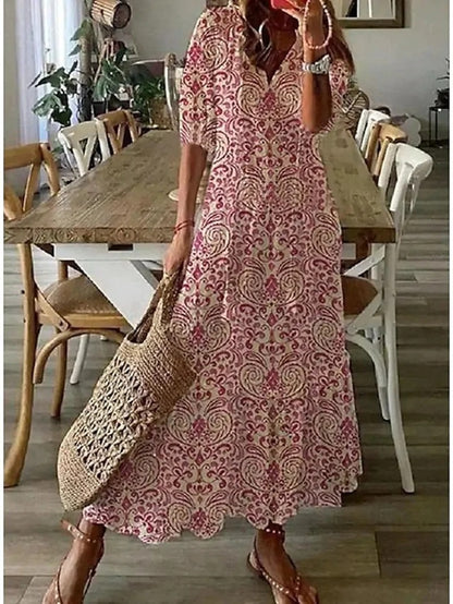 Anna | Boho Vintage V-Neck Summer Dress