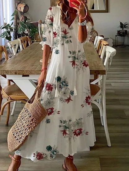 Anna | Boho Vintage V-Neck Summer Dress
