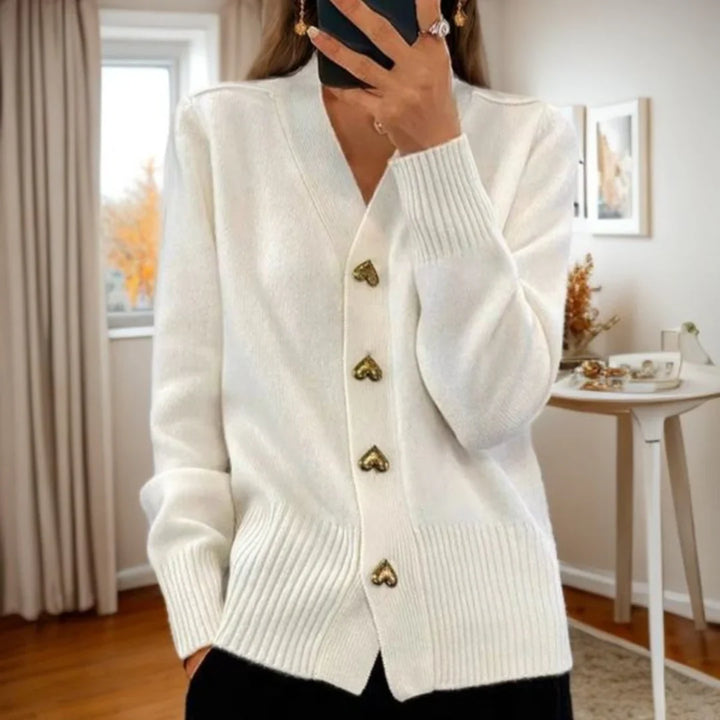 Nicole | Elegant Heart Button Cardigan