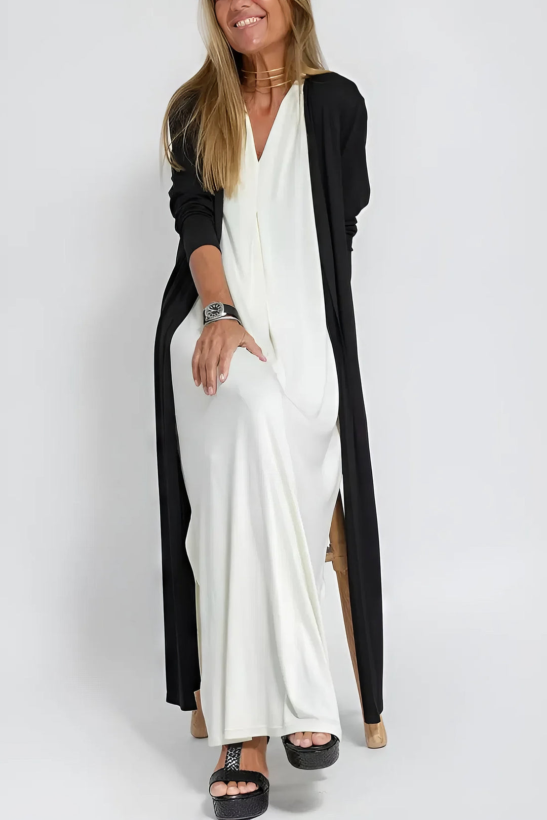 Rosa™ | Elegant Long Dress with Matching Cardigan Included