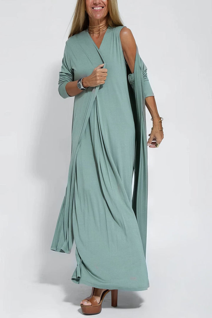 Rosa™ | Elegant Long Dress with Matching Cardigan Included